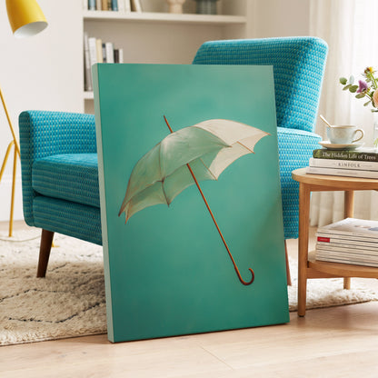Umbrella in Teal – canvas wall art in a styled interior, gallery view 2