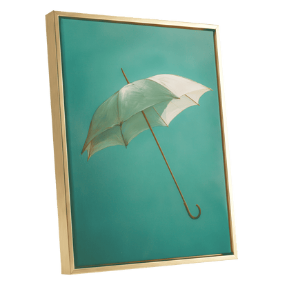 Umbrella in Teal – gold framed canvas option