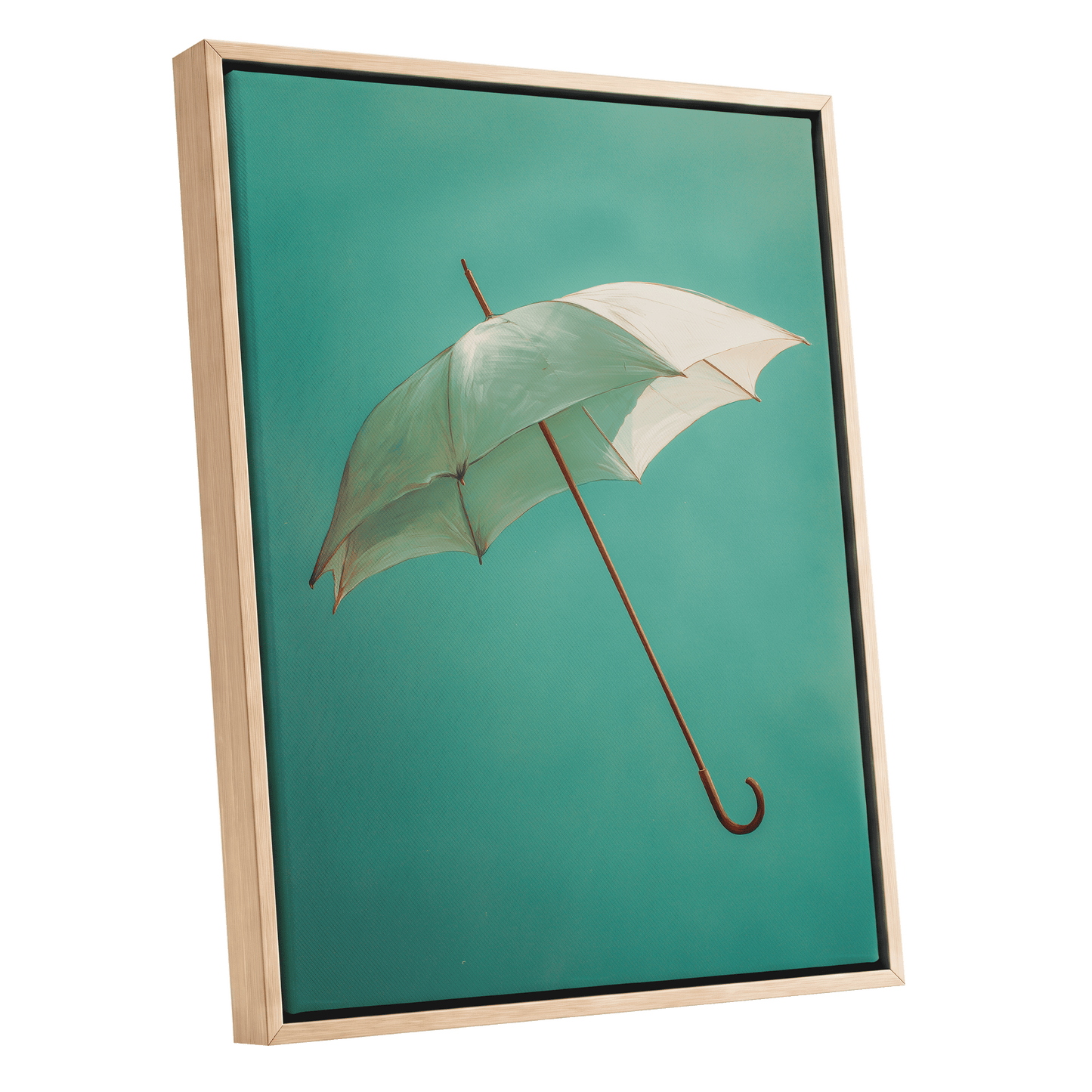 Umbrella in Teal – oak framed canvas option