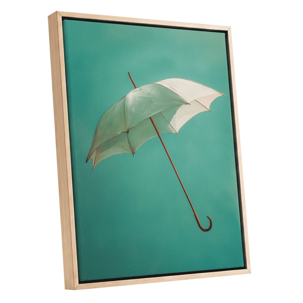 Umbrella in Teal – oak framed canvas option