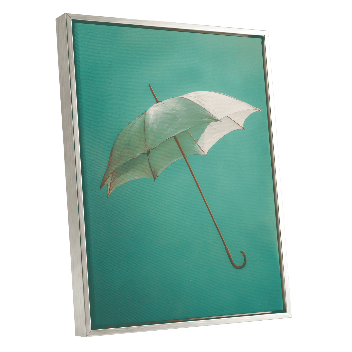 Umbrella in Teal – silver framed canvas option