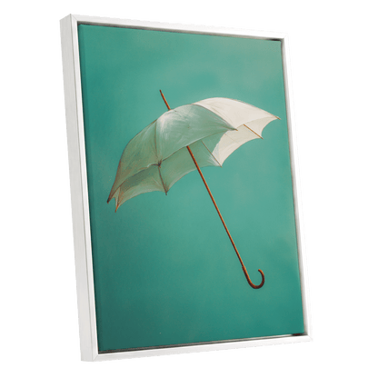 Umbrella in Teal – white framed canvas option