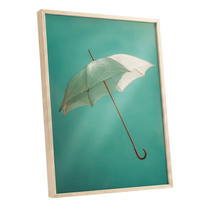 Umbrella in Teal – oak framed poster option