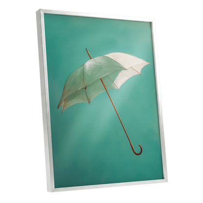 Umbrella in Teal – silver framed poster option