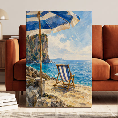 Under the Blue Parasol, blue, white, beige nature wall art displayed in a styled interior, gallery view 3