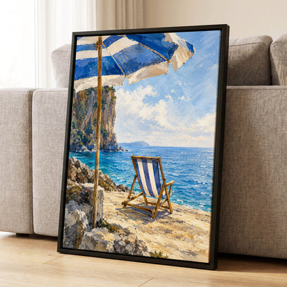 Under the Blue Parasol, blue, white, beige nature wall art displayed in a styled interior, gallery view 8