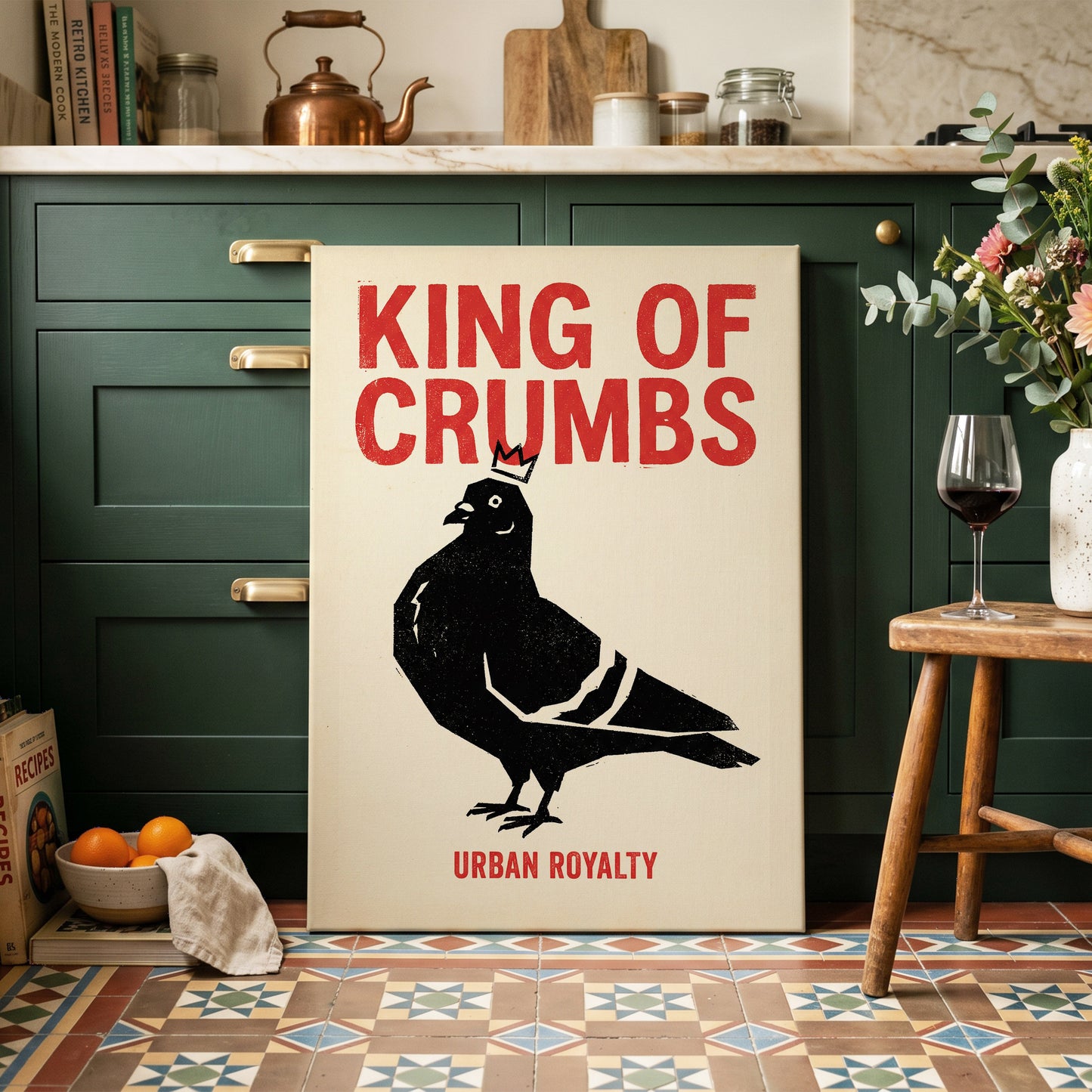 Urban Crumb Royalty, black, beige, red nature wall art on canvas displayed in a styled interior, gallery view 2