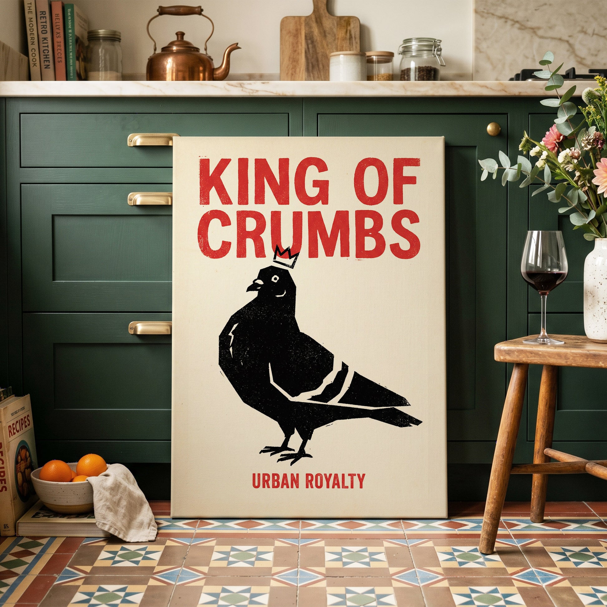 Urban Crumb Royalty, black, beige, red nature wall art on canvas displayed in a styled interior, gallery view 2