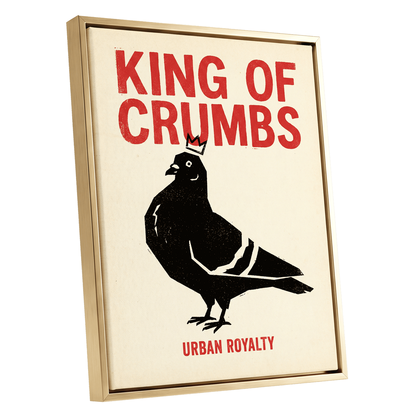Urban Crumb Royalty, black, beige, red nature wall art shown as a gold framed canvas wall art
