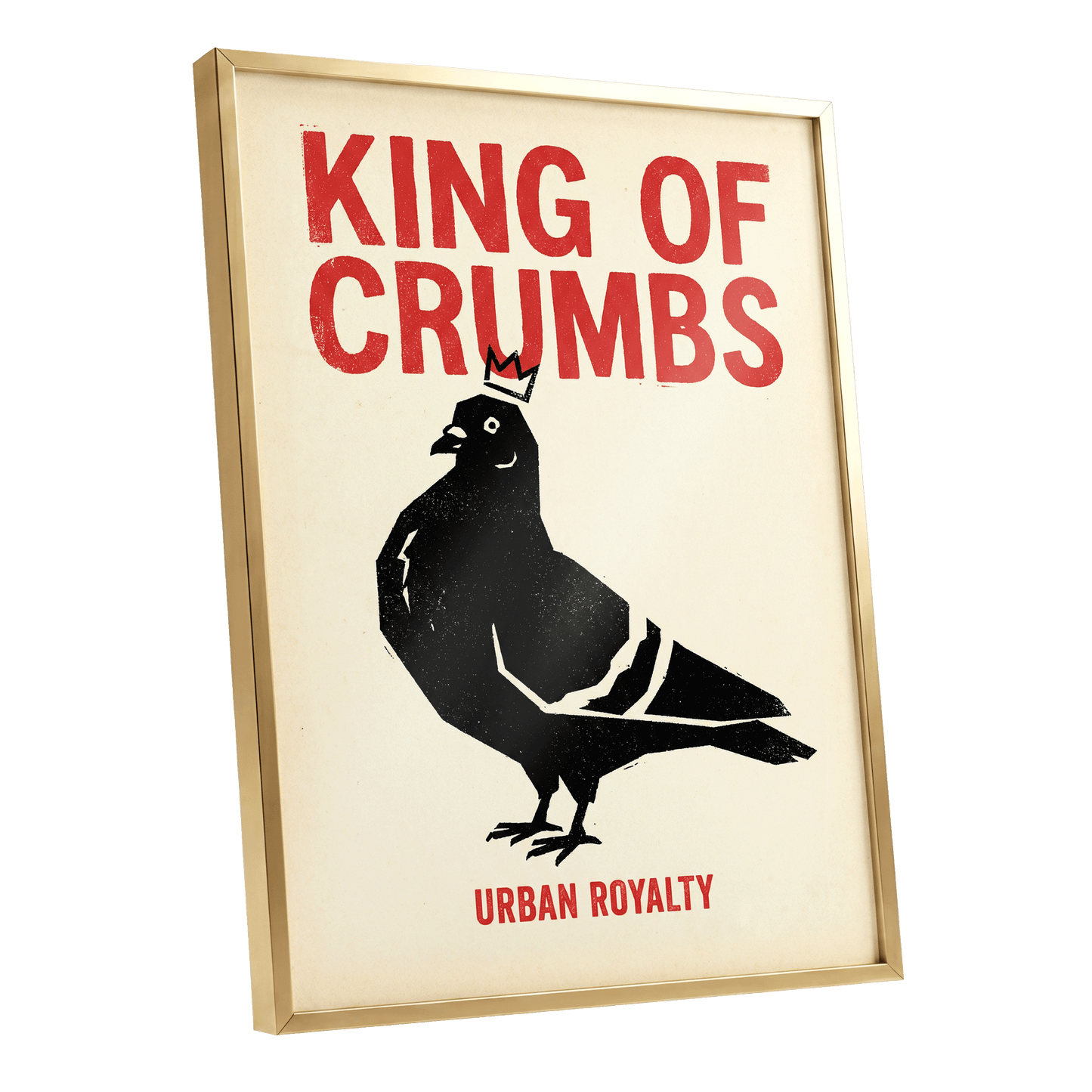 Urban Crumb Royalty, black, beige, red nature wall art shown as a gold framed poster wall art print