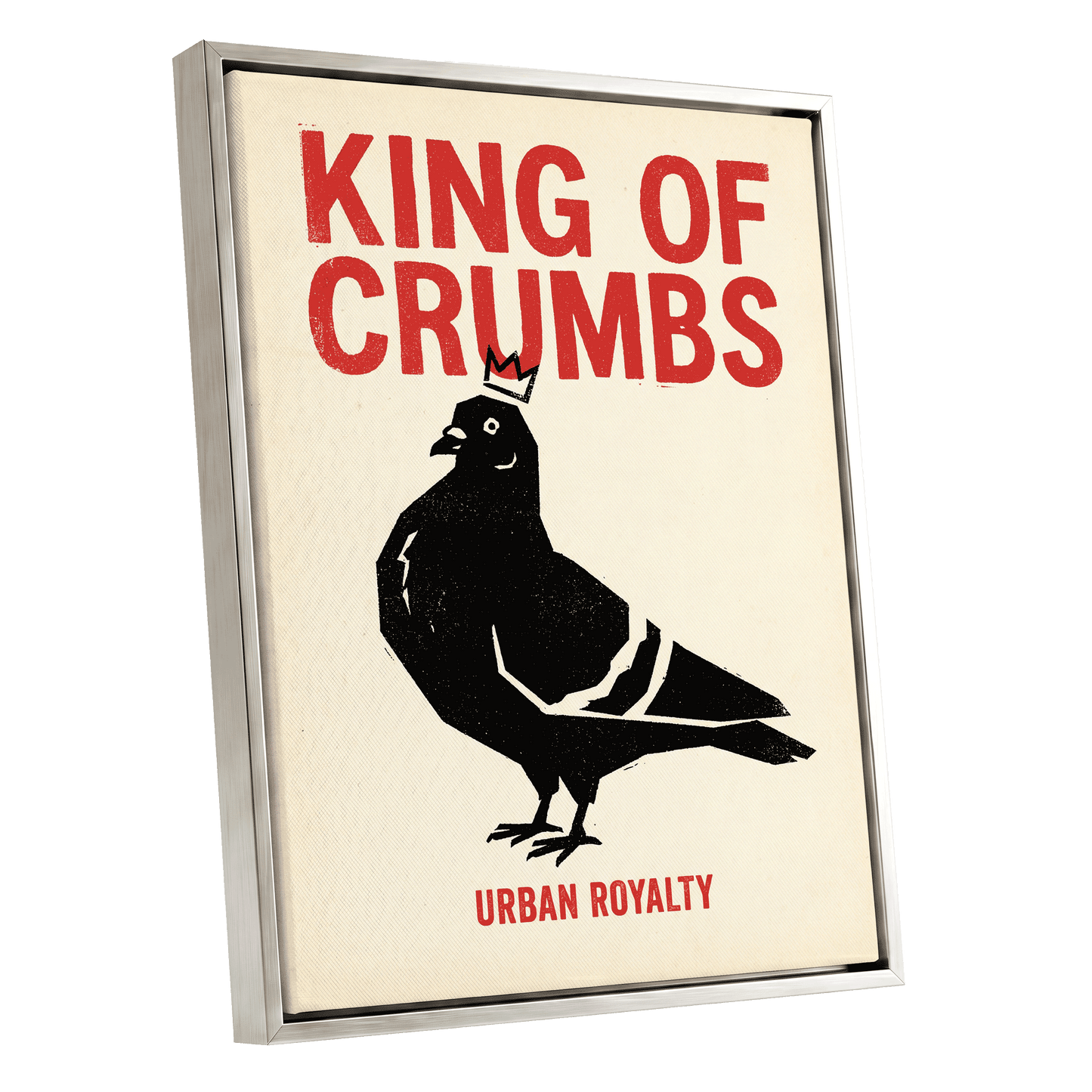 Urban Crumb Royalty, black, beige, red nature wall art shown as a silver framed canvas wall art
