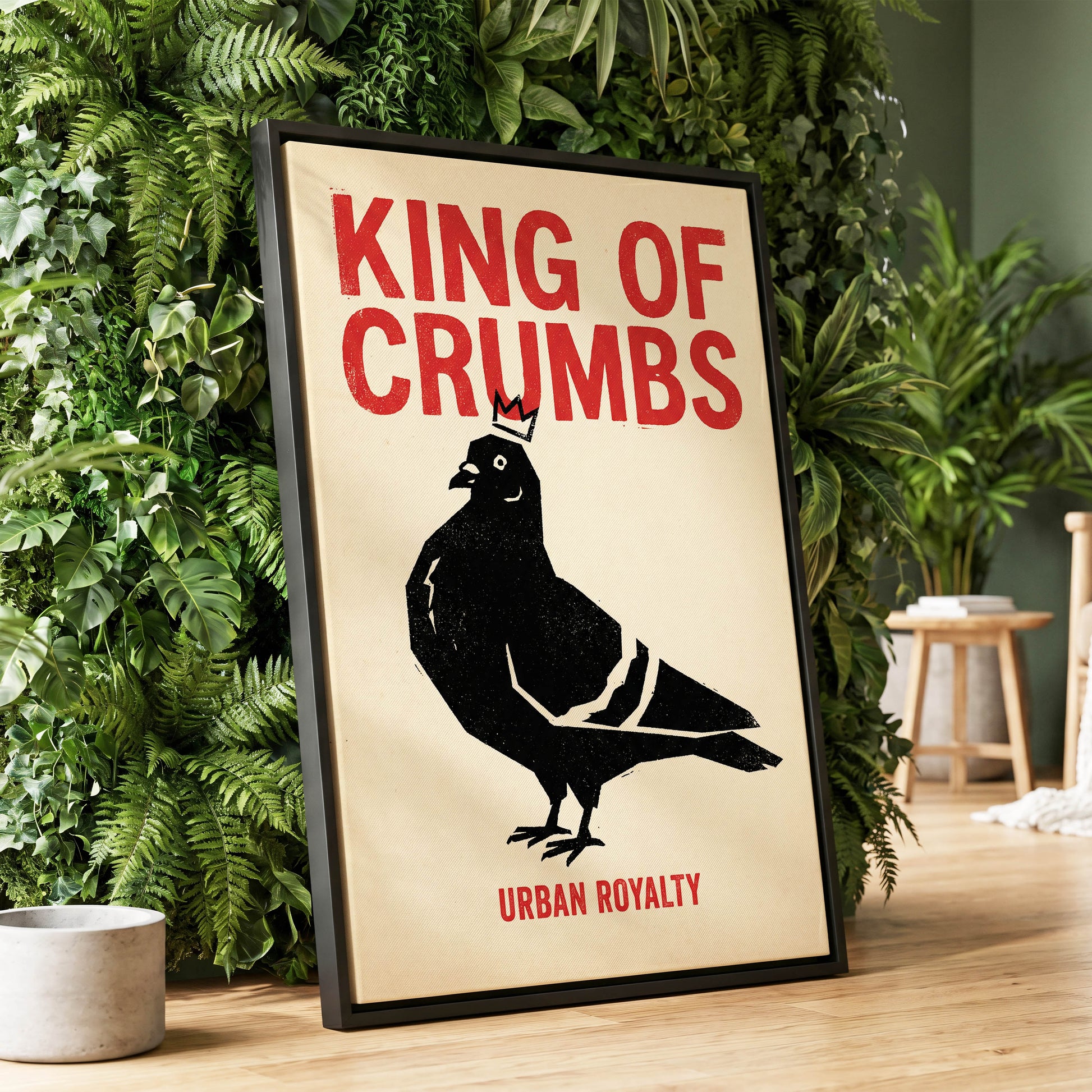 Urban Crumb Royalty, black, beige, red nature wall art displayed in a styled interior, gallery view 1