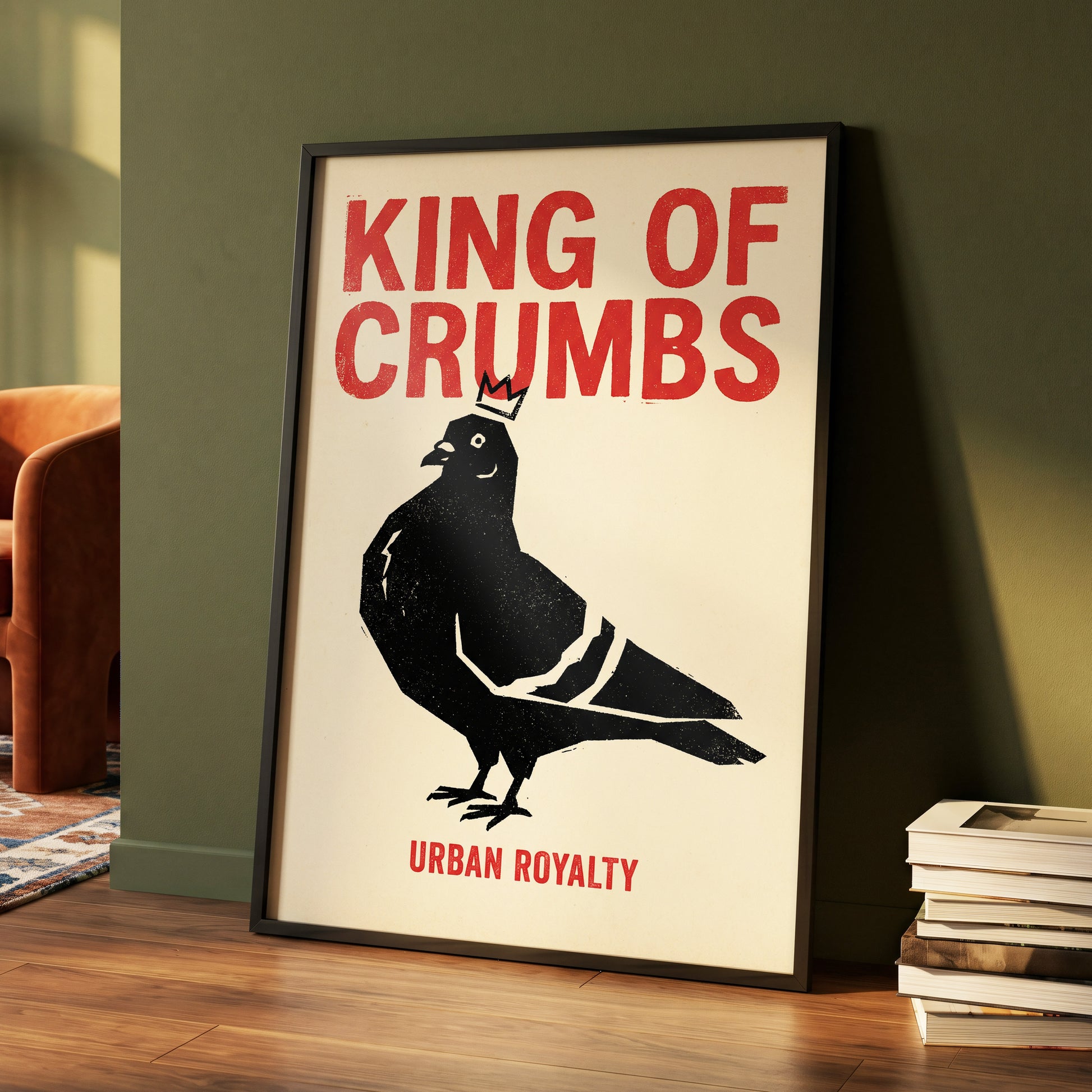 Urban Crumb Royalty, black, beige, red nature wall art displayed in a styled interior, gallery view 4