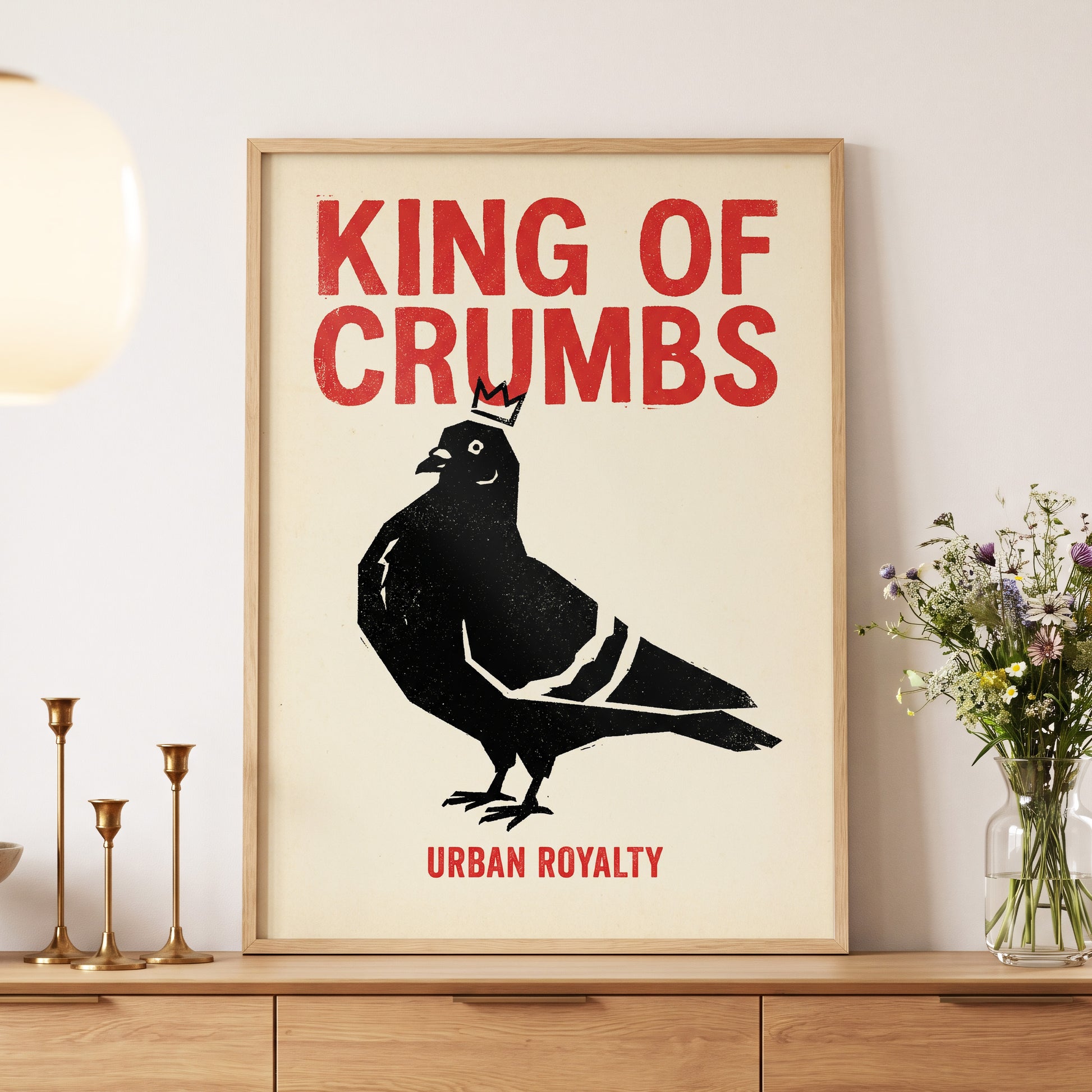 Urban Crumb Royalty, black, beige, red nature wall art displayed in a styled interior, gallery view 5