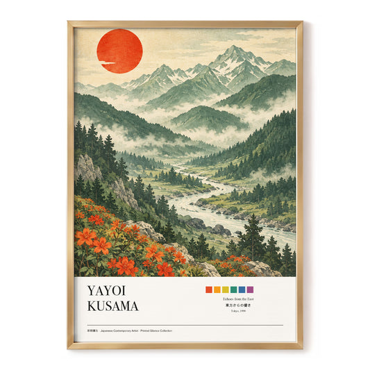 Valley Beneath the Red Sun, green, beige, red nature wall art, front artwork view