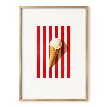Vanilla Parade, white, red, beige minimalist wall art, front artwork view