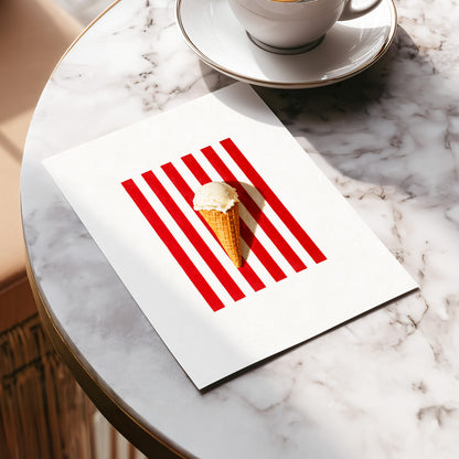 Vanilla Parade, white, red, beige minimalist wall art displayed in a styled interior, gallery view 5
