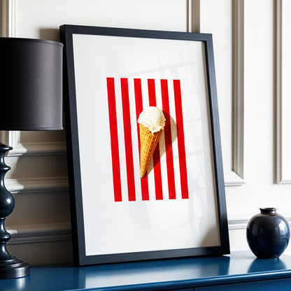 Vanilla Parade, white, red, beige minimalist wall art displayed in a styled interior, gallery view 6