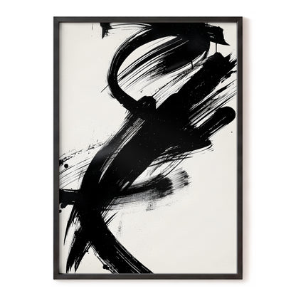 Velocity in Black, black, beige abstract wall art, front artwork view