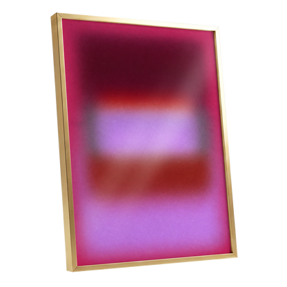 Velvet Afterglow, pink, red, purple abstract wall art shown as a gold framed poster wall art print