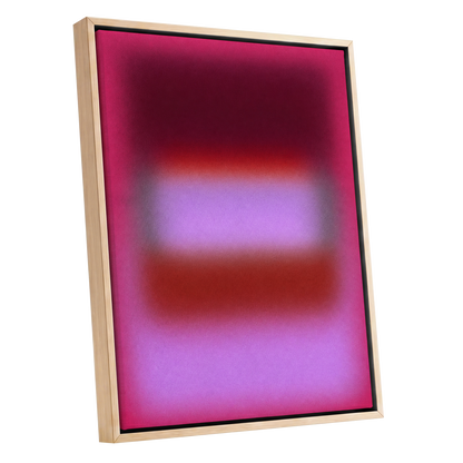 Velvet Afterglow, pink, red, purple abstract wall art shown as a oak framed canvas wall art