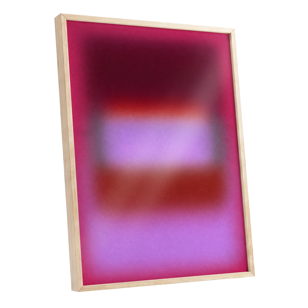 Velvet Afterglow, pink, red, purple abstract wall art shown as a oak framed poster wall art print