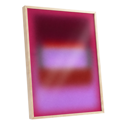 Velvet Afterglow, pink, red, purple abstract wall art shown as a oak framed poster wall art print