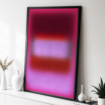 Velvet Afterglow, pink, red, purple abstract wall art displayed in a styled interior, gallery view 2