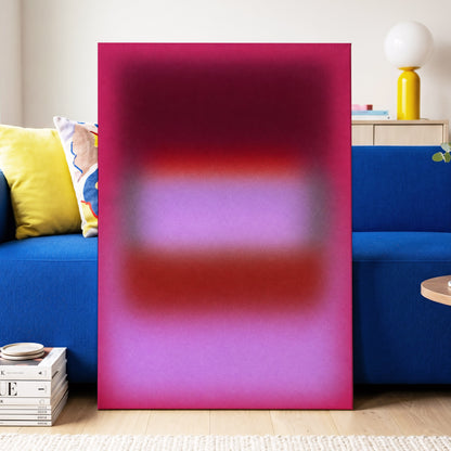 Velvet Afterglow, pink, red, purple abstract wall art displayed in a styled interior, gallery view 3