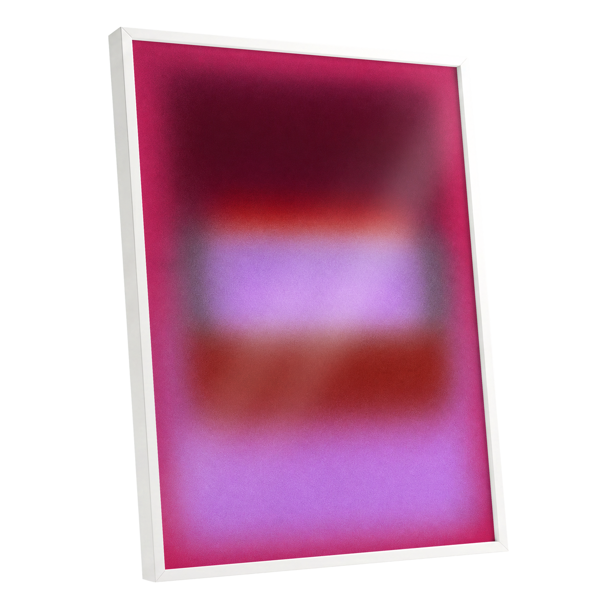 Velvet Afterglow, pink, red, purple abstract wall art shown as a white framed poster wall art print