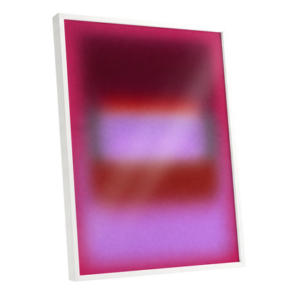 Velvet Afterglow, pink, red, purple abstract wall art shown as a white framed poster wall art print