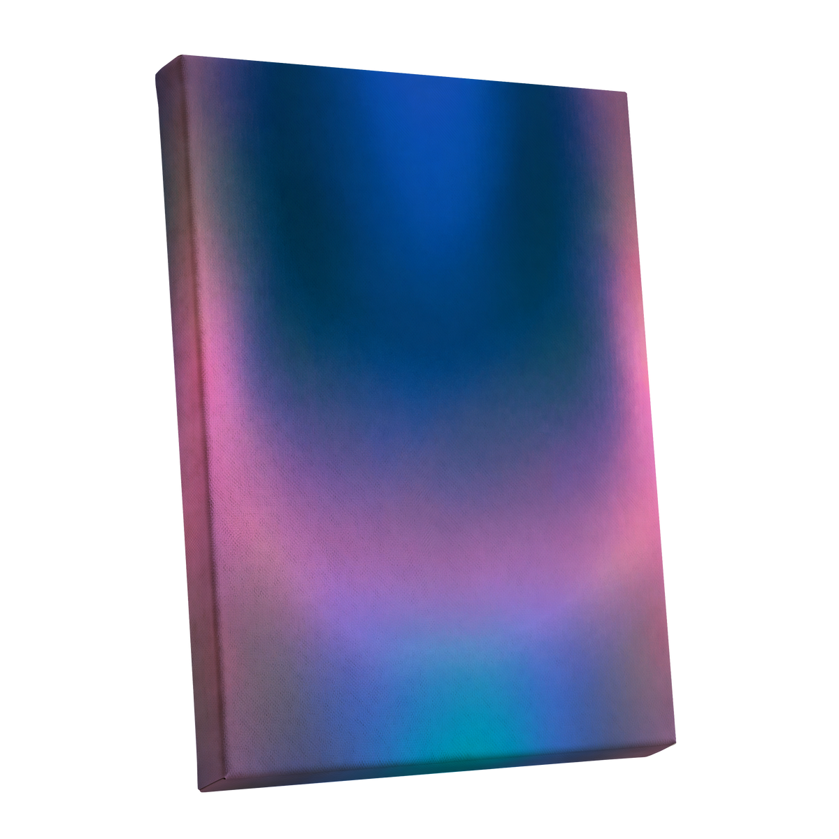 Velvet Chromatic Haze, blue, pink, purple abstract wall art shown as a stretched canvas wall art