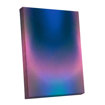 Velvet Chromatic Haze, blue, pink, purple abstract wall art shown as a stretched canvas wall art