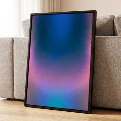 Velvet Chromatic Haze, blue, pink, purple abstract wall art displayed in a styled interior, gallery view 4