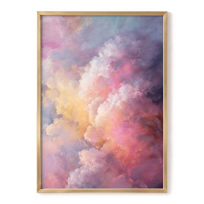 Velvet Sky Bloom, pink, purple, blue nature wall art, front artwork view