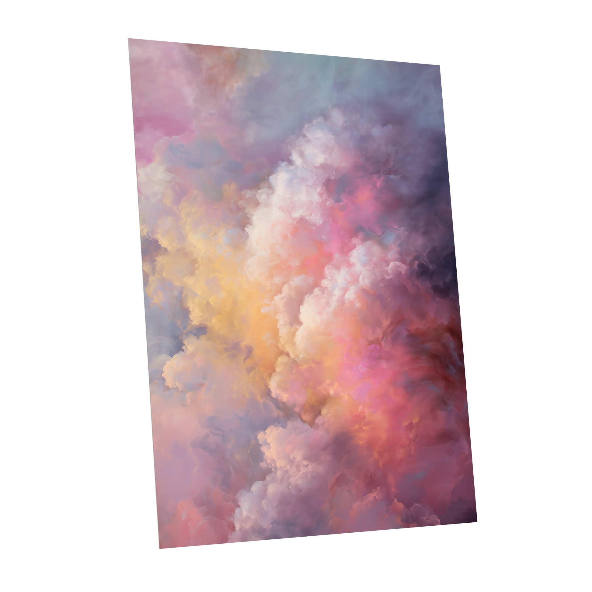 Velvet Sky Bloom, pink, purple, blue nature wall art shown as a unframed poster wall art print