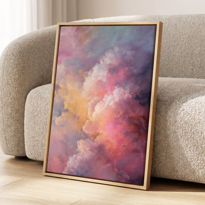 Velvet Sky Bloom, pink, purple, blue nature wall art displayed in a styled interior, gallery view 4