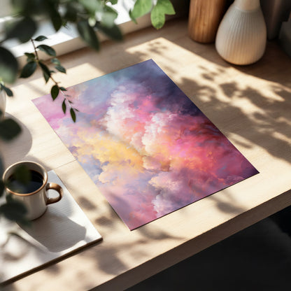 Velvet Sky Bloom, pink, purple, blue nature wall art displayed in a styled interior, gallery view 5