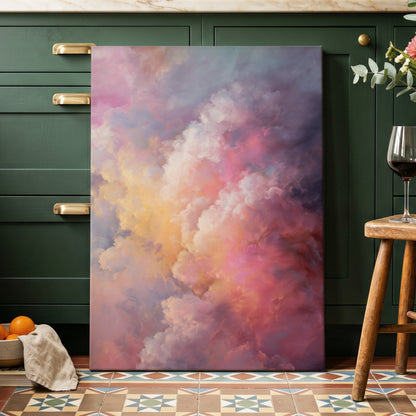 Velvet Sky Bloom, pink, purple, blue nature wall art displayed in a styled interior, gallery view 7