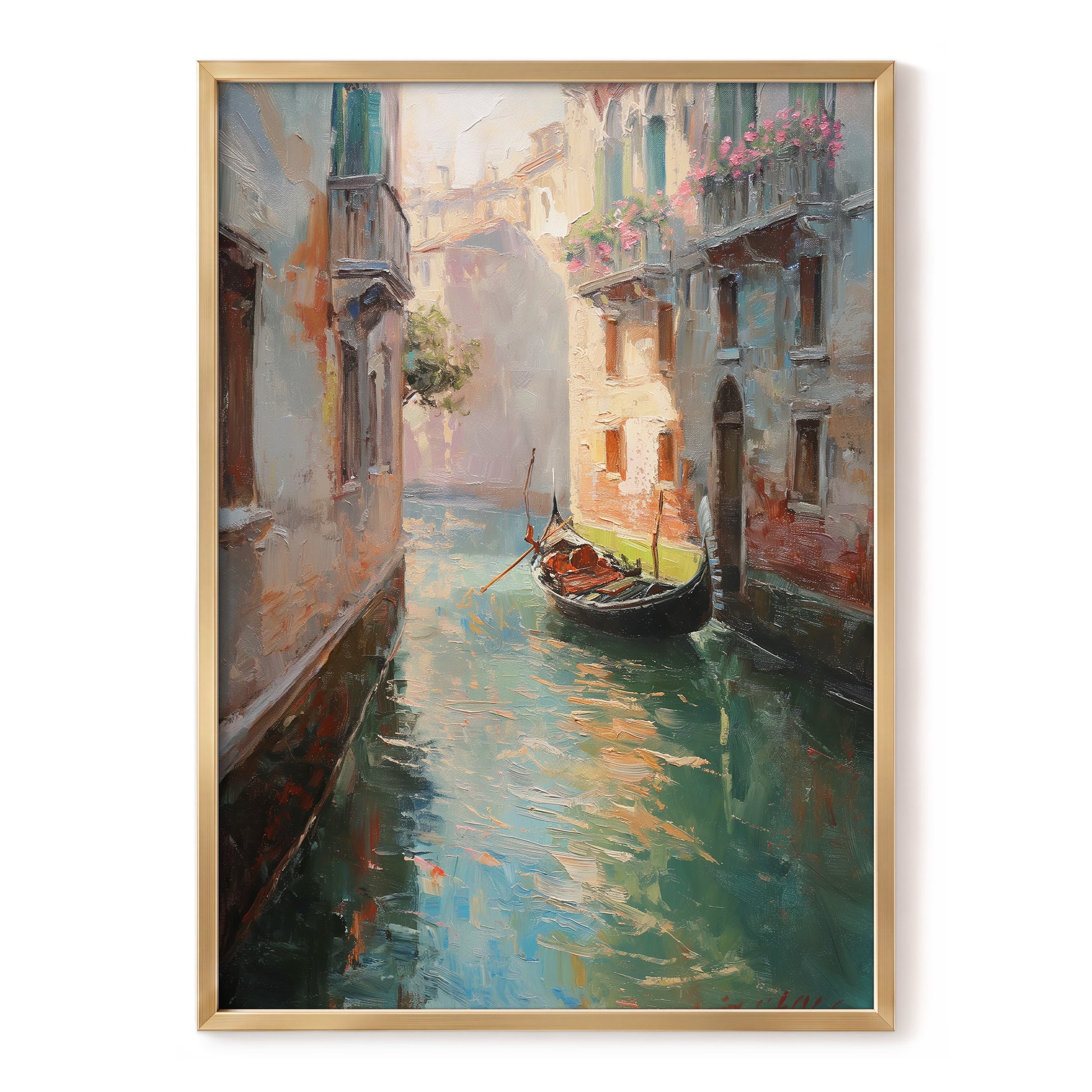 Venetian Stillwater, blue, green, beige abstract wall art, front artwork view