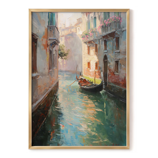 Venetian Stillwater, blue, green, beige abstract wall art, front artwork view