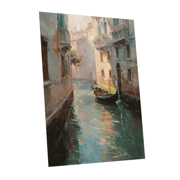 Venetian Stillwater, blue, green, beige abstract wall art shown as a unframed poster wall art print