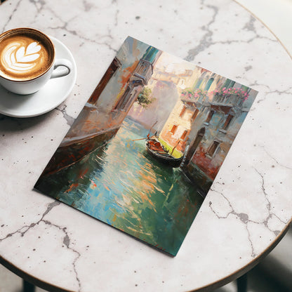 Venetian Stillwater, blue, green, beige abstract wall art displayed in a styled interior, gallery view 3