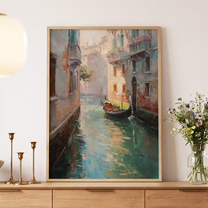 Venetian Stillwater, blue, green, beige abstract wall art displayed in a styled interior, gallery view 5