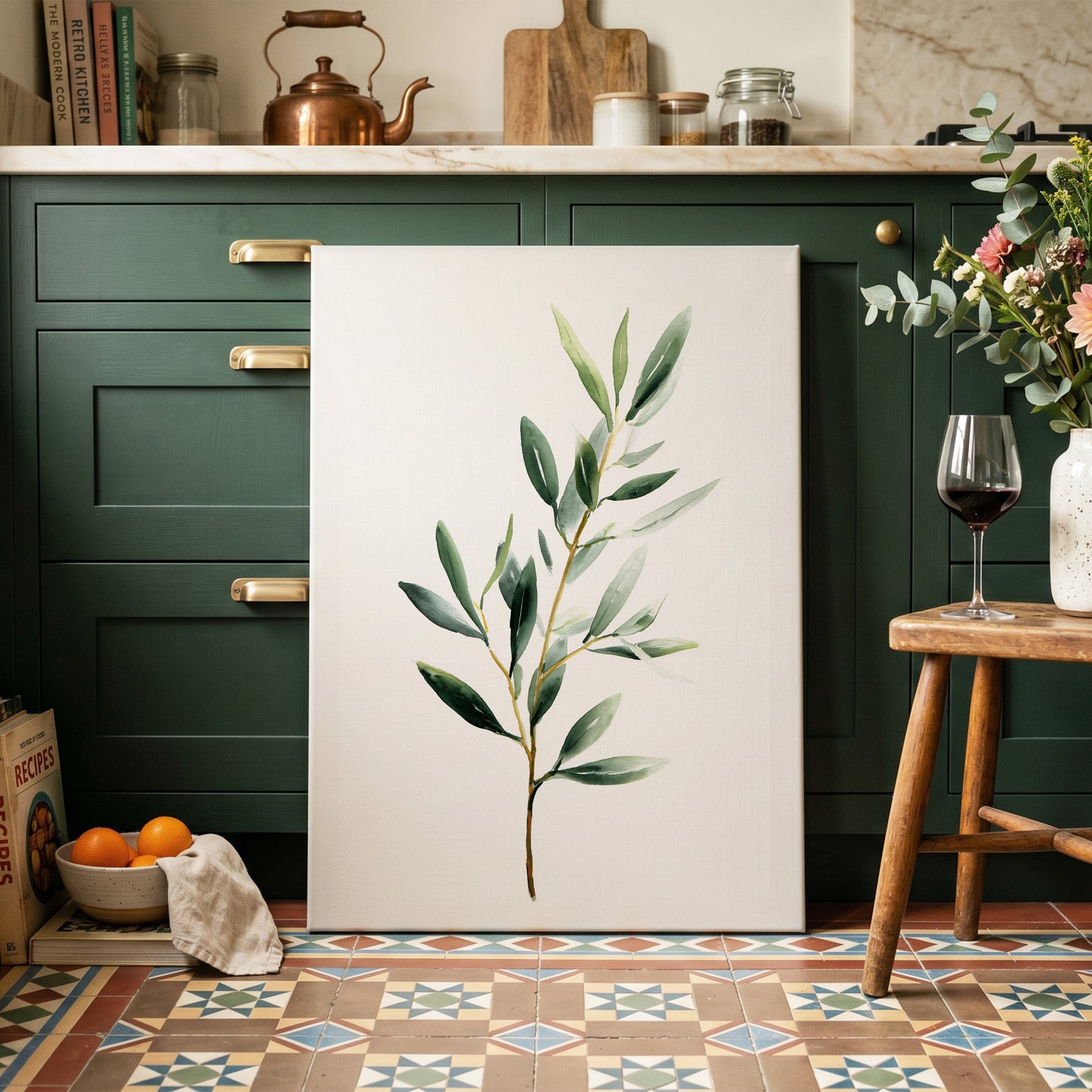 Verdant Branch Study – canvas wall art in a styled interior, gallery view 1
