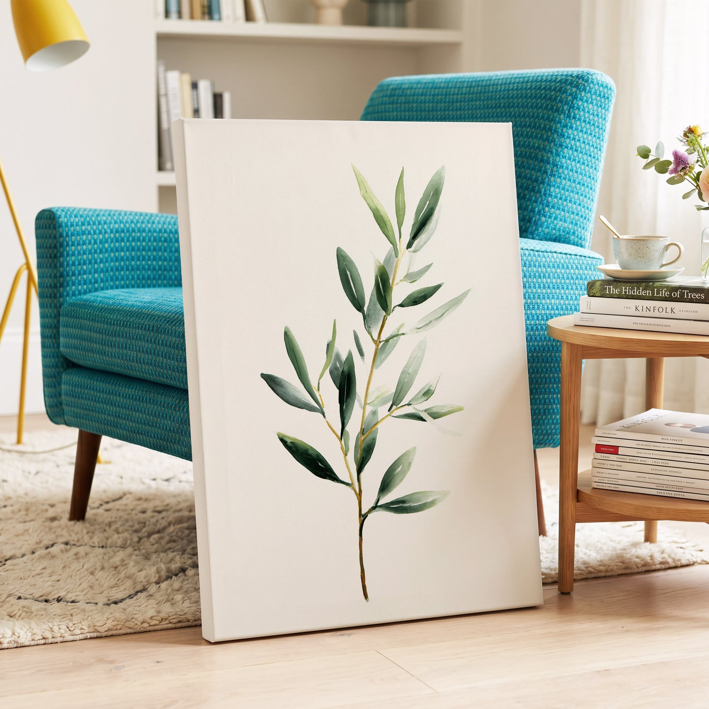 Verdant Branch Study – canvas wall art in a styled interior, gallery view 2