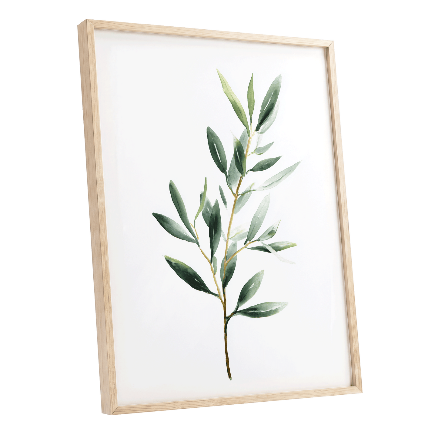 Verdant Branch Study – oak framed poster option