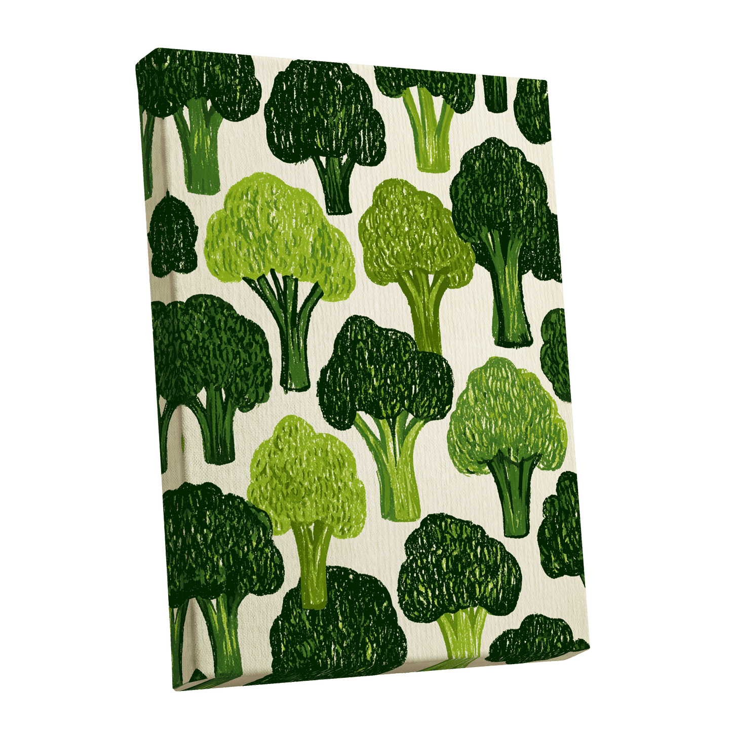 Verdant Brassica Pattern, green, beige, white nature wall art shown as a stretched canvas wall art