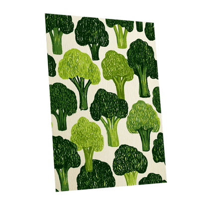 Verdant Brassica Pattern, green, beige, white nature wall art shown as a unframed poster wall art print