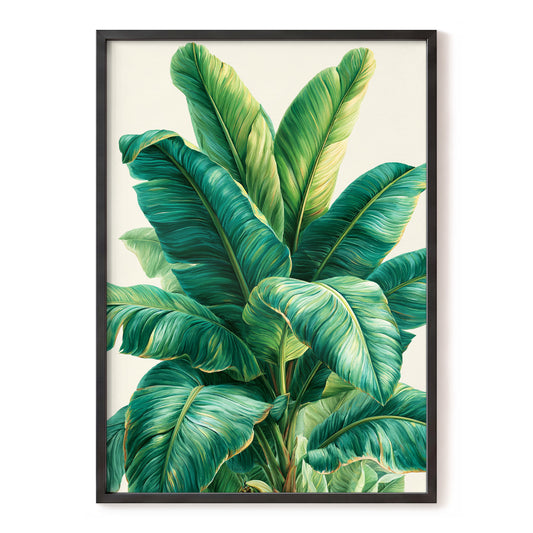 Verdant Canopy, green, blue, beige nature wall art, front artwork view